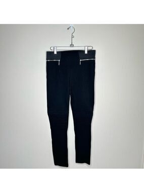 Zara Black Moto Leggings Reinforced Ribbed Knees Medium